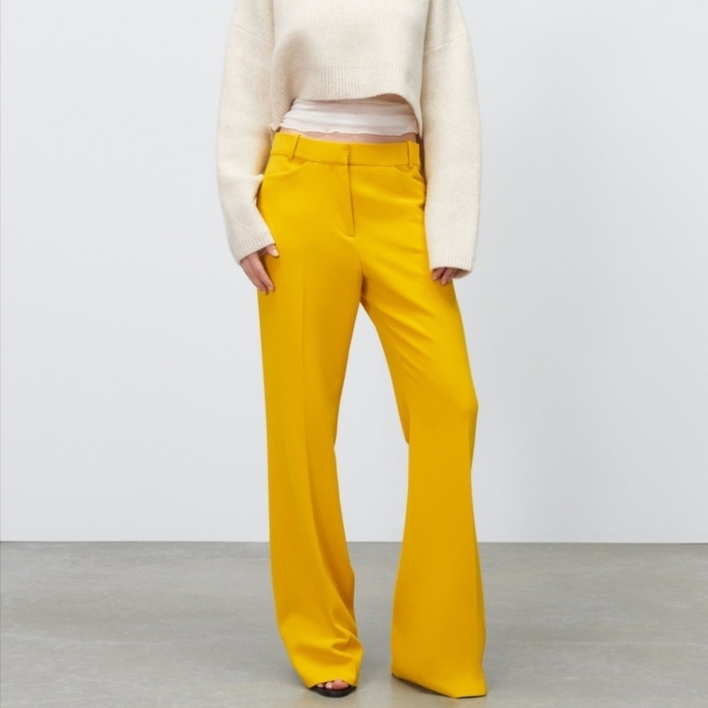 ZARA Mustard Yellow High-Waist Flared Pants | Size XS (US 0 / MEX 24)